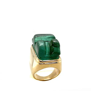 Vintage Burle Marx 18K Yellow Gold Forma Livre Carved Tourmaline Tapered Ring