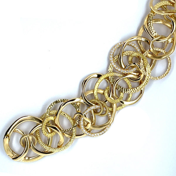 Estate 18K Gold Designer Diamond Loop Bracelet