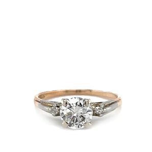 Estate 14K and 18K Two Tone Gold Diamond Three Stone Ring
