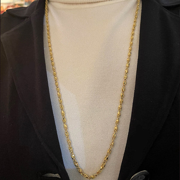 Vintage 32" Fancy Woven Link Chain in 14K Yellow Gold