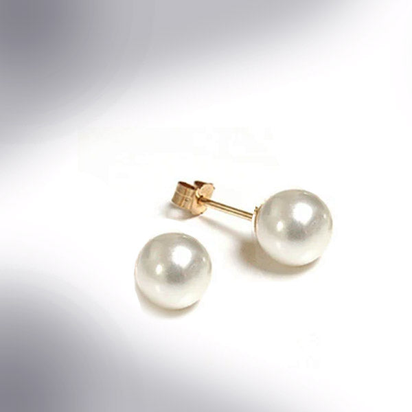 Estate 14K Yellow Gold Freshwater Pearl Solitaire Stud Earrings