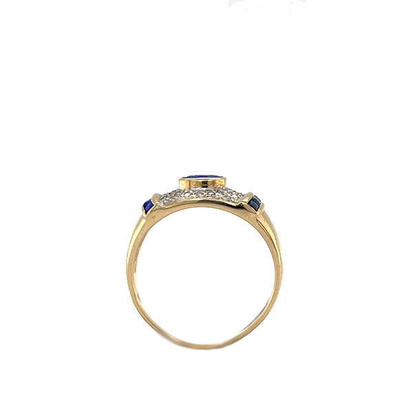 Estate 14K Sapphire And Diamond Ring