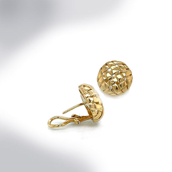 Vintage Tiffany & Co. 18K Yellow Gold Weaved Basket Stud Earrings