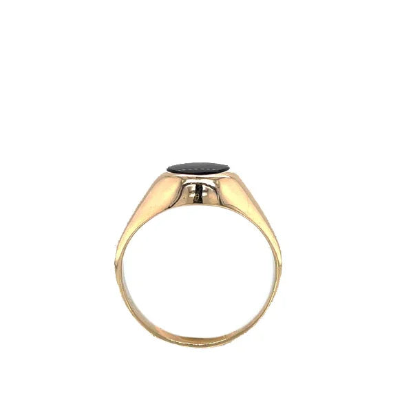 Estate Siffari 10K Yellow Gold Oval Onyx Signet Ring