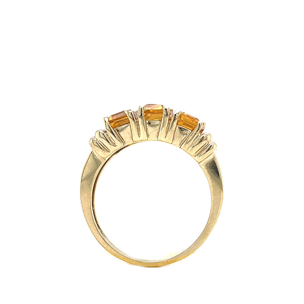 Estate 10K Yellow Gold Citrine Three-Stone Ring