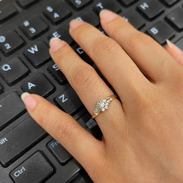 Estate 14K Yellow and White Gold Diamond Cluster Ring