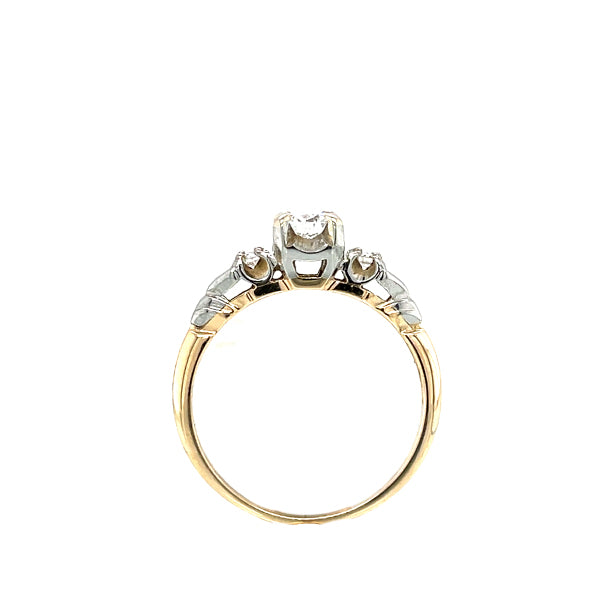Estate 14K Two-Tone Gold 0.36ctw Diamond Three-Stone Ring
