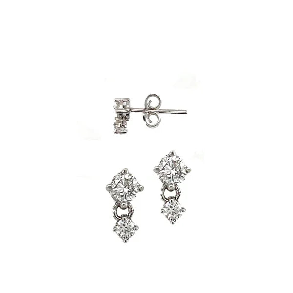 Estate 18K White Gold Double Diamond Stud Earrings