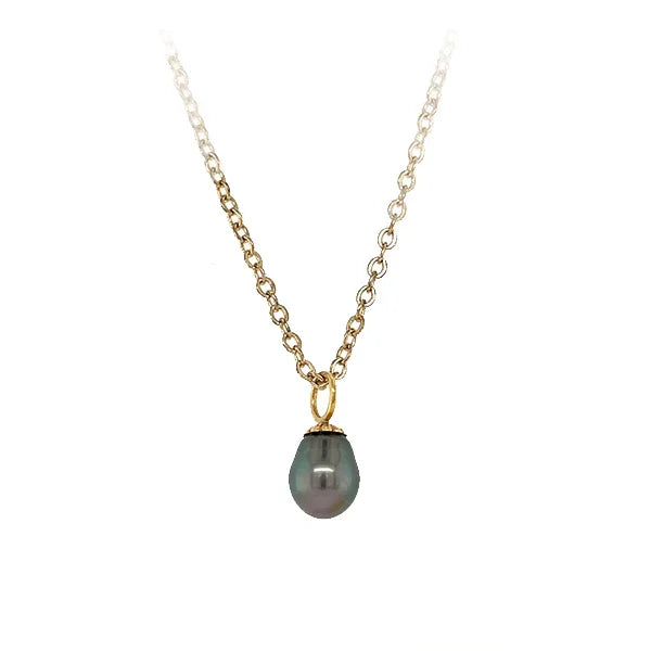 Estate 18K Yellow Gold Tahitian Pearl Drop Charm