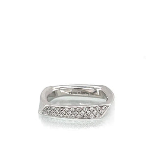 Estate Tiffany & Co. Frank Gehry 18K White Gold Diamond Torque Band Ring