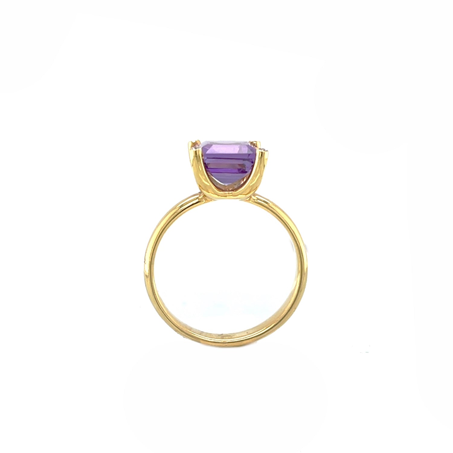 Estate 18K Yellow Gold Amethyst and Diamond Ring