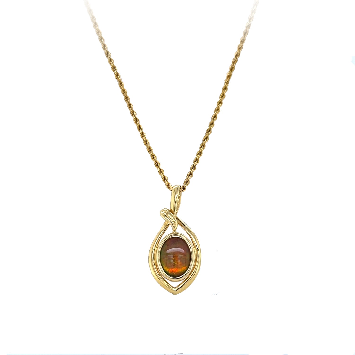 Estate 18K Yellow Gold Ammolite Pendant