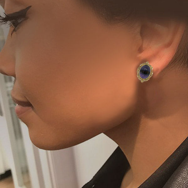 Estate Cabachon Amethyst earrings
