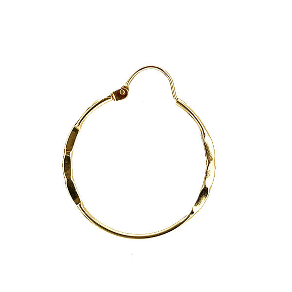 Estate 14K Yellow Gold 1" Hoops with Hammered Detailing