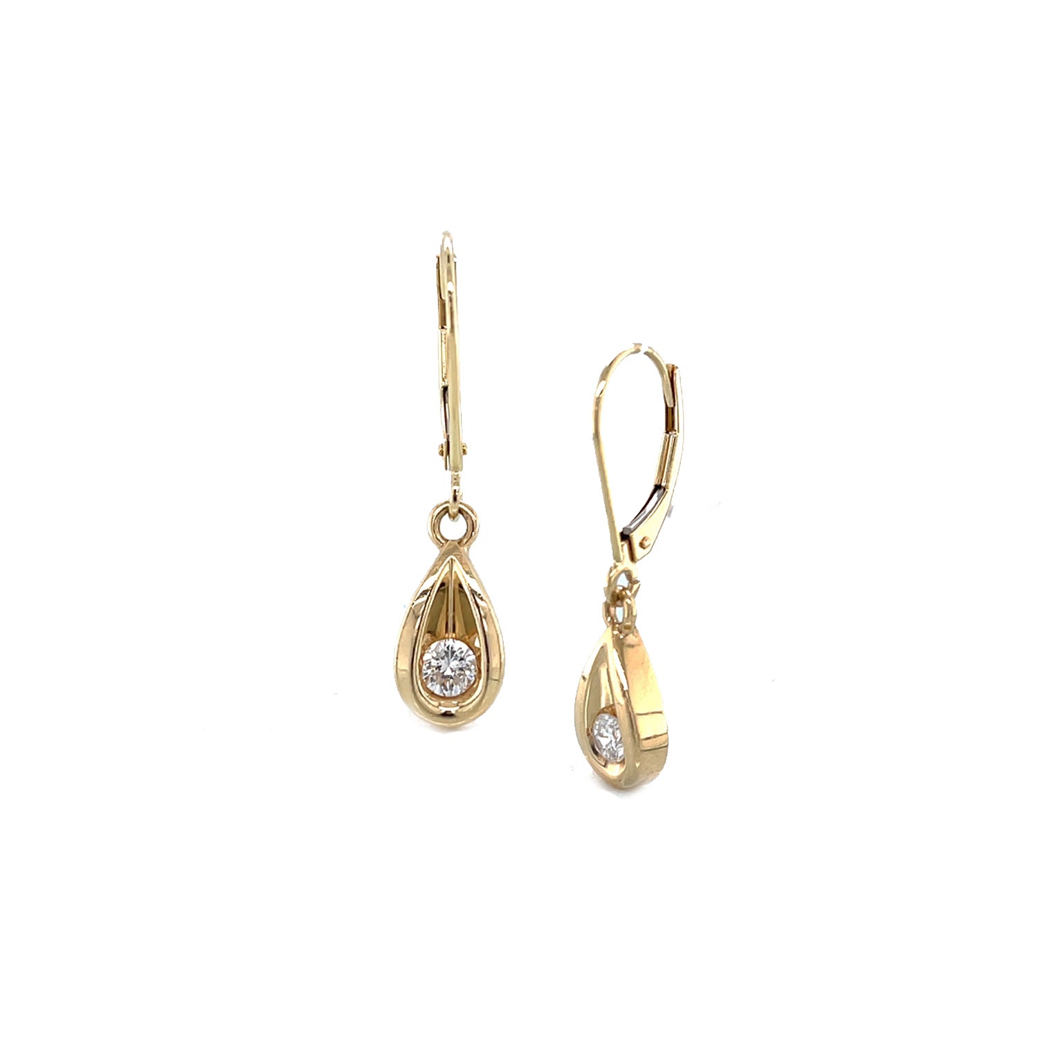 Estate 14K Yellow Gold Diamond Dangle Earrings