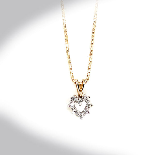 Heart Pendant with A Diamond in 10kt Yellow Gold