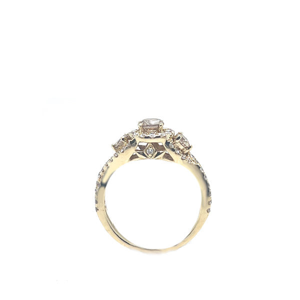Estate 14K Yellow Gold Champagne Diamond Halo Twist Engagement Ring