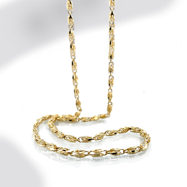 Vintage 32" Fancy Woven Link Chain in 14K Yellow Gold
