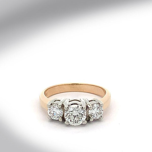 Estate 14K Yellow Gold Diamond Three Stone Engagement Ring – TrueBijoux