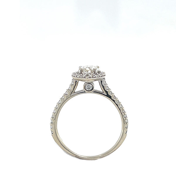 Estate 14K White Gold Pear Shape Natural Diamond Engagement Ring