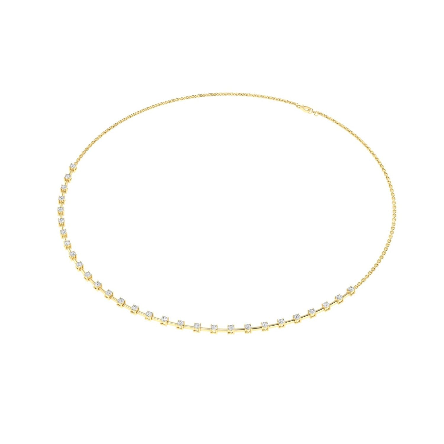 14K Yellow Gold Lab-Grown Diamond Half Tennis Necklace