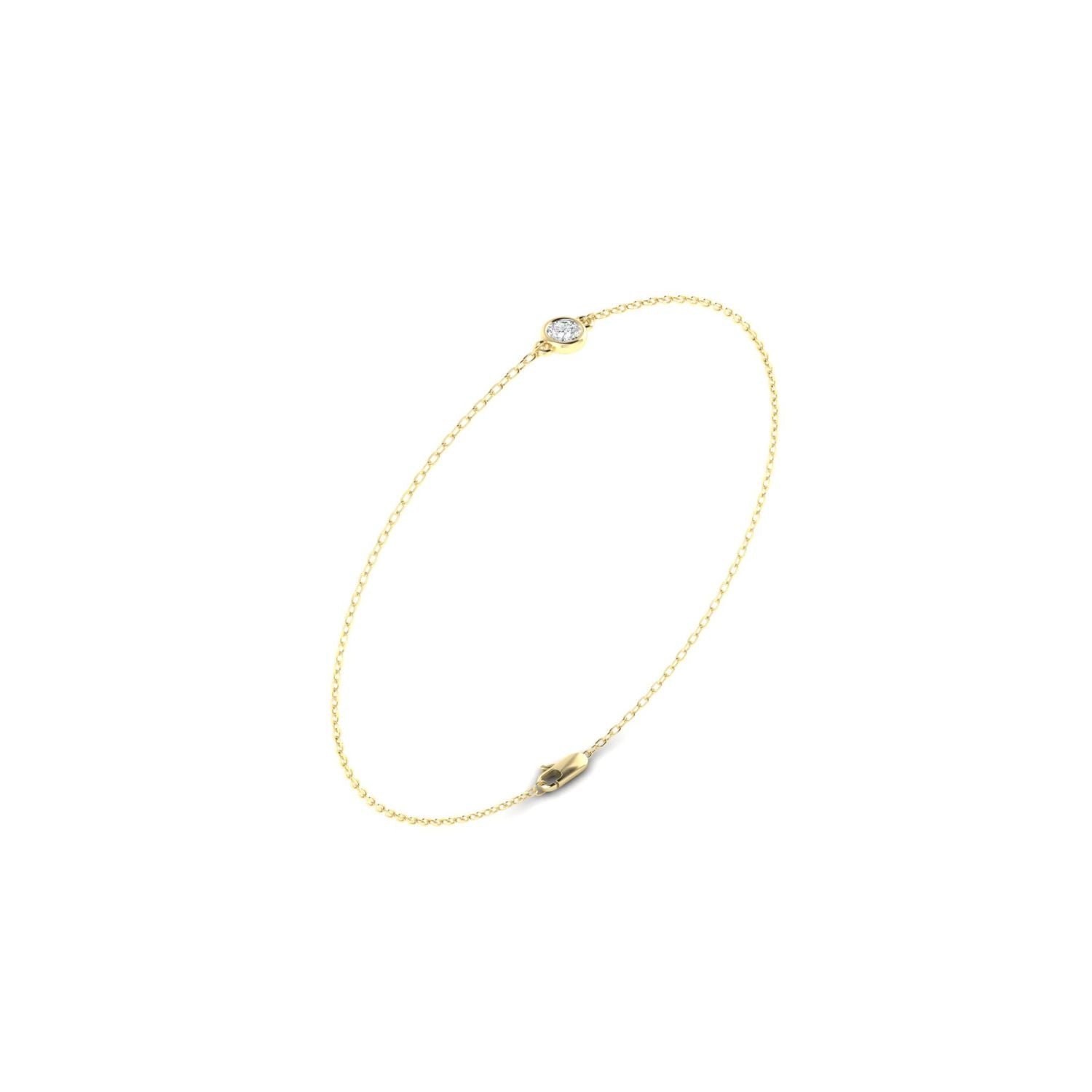 14K Yellow Gold Mini Bezel Lab-Grown Diamond Bracelet