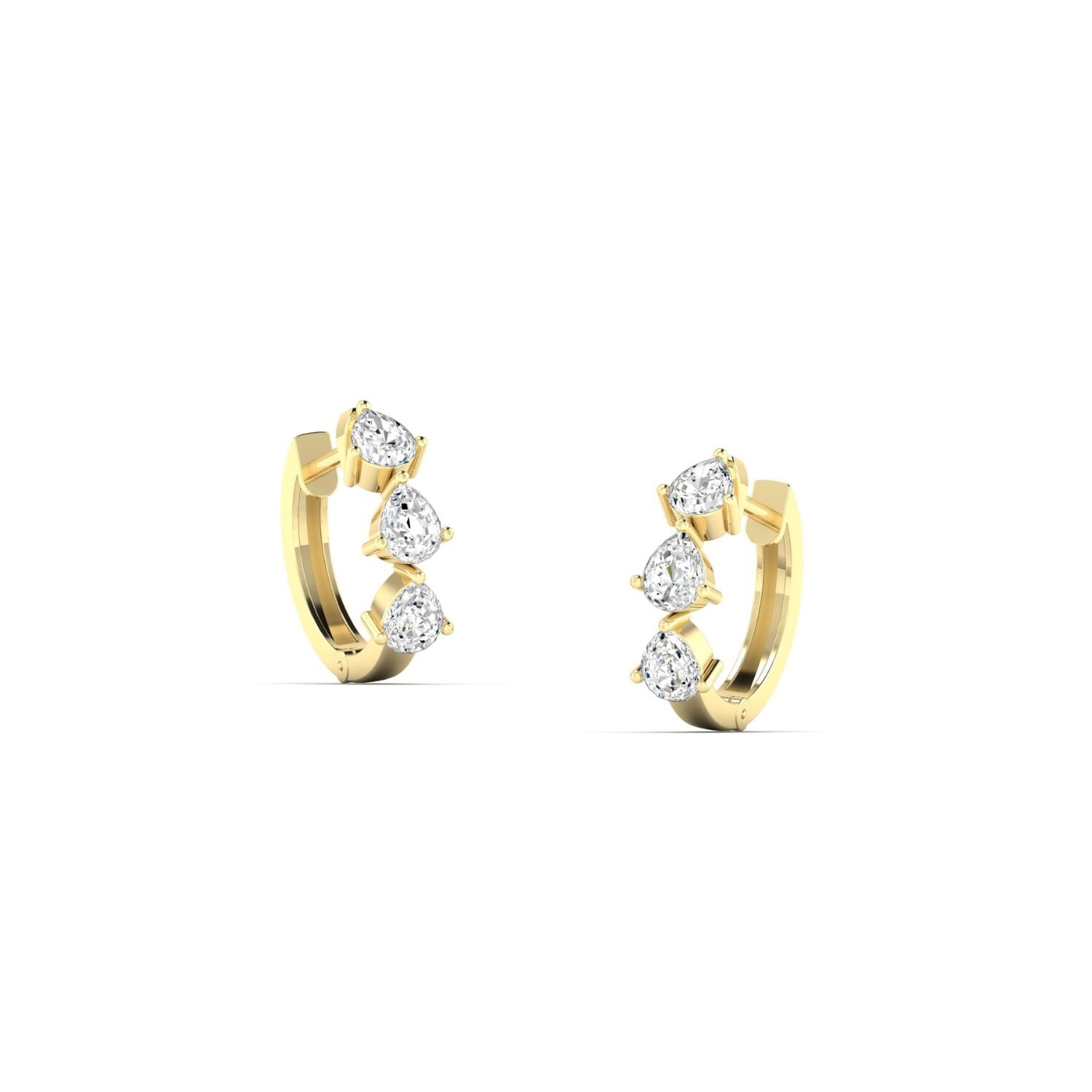 14K Yellow Gold Pear Lab-Grown Diamond Huggies