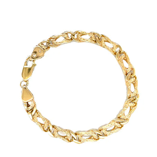 Estate 10K Yellow Gold 6mm Wide Reversible Textured Flat Link Bracelet