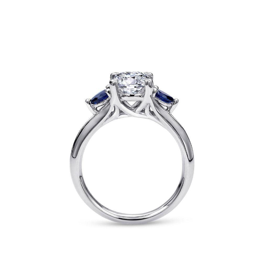 Gabriel & Co. 14K White Gold Sapphire and Diamond Engagement Ring