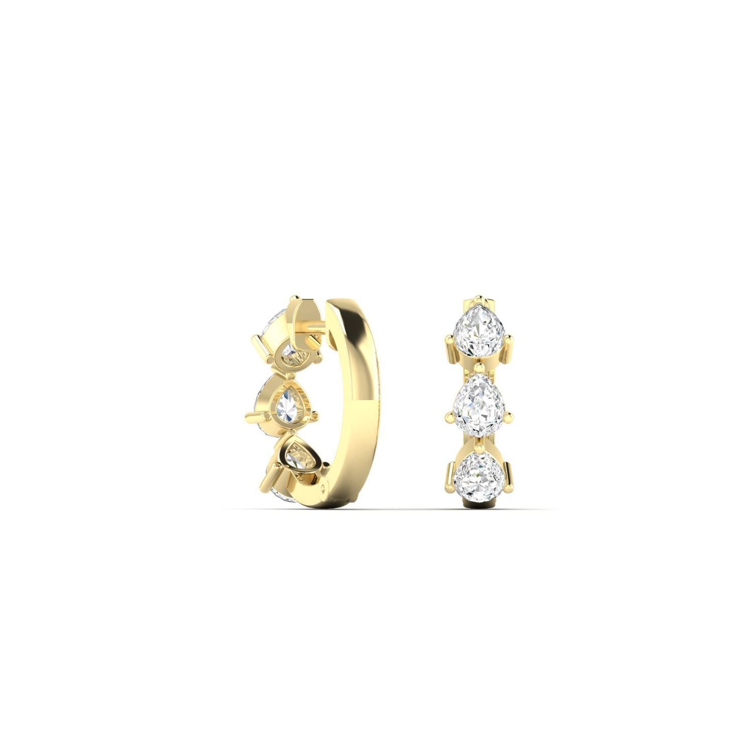 14K Yellow Gold Pear Lab-Grown Diamond Huggies