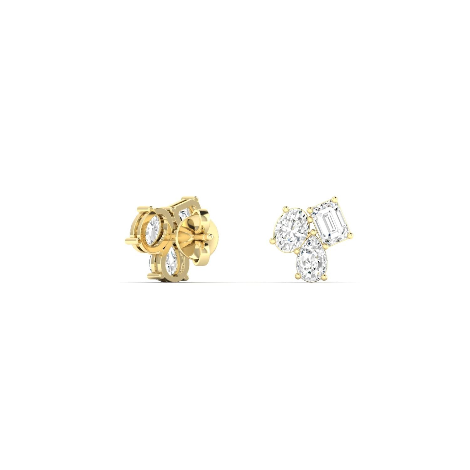 14K Yellow Gold Multi-Shape Lab-Grown Diamond Stud Earrings