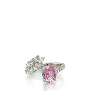 Platinum 2.02 Carat Pink Sapphire And Diamond Ring