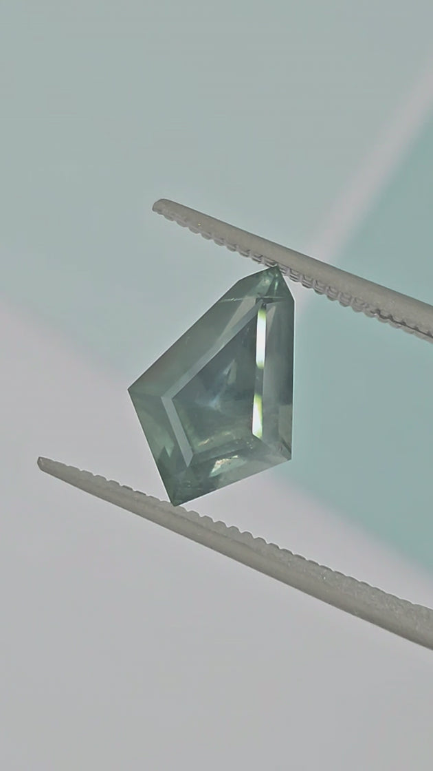 teal shield cut sapphire