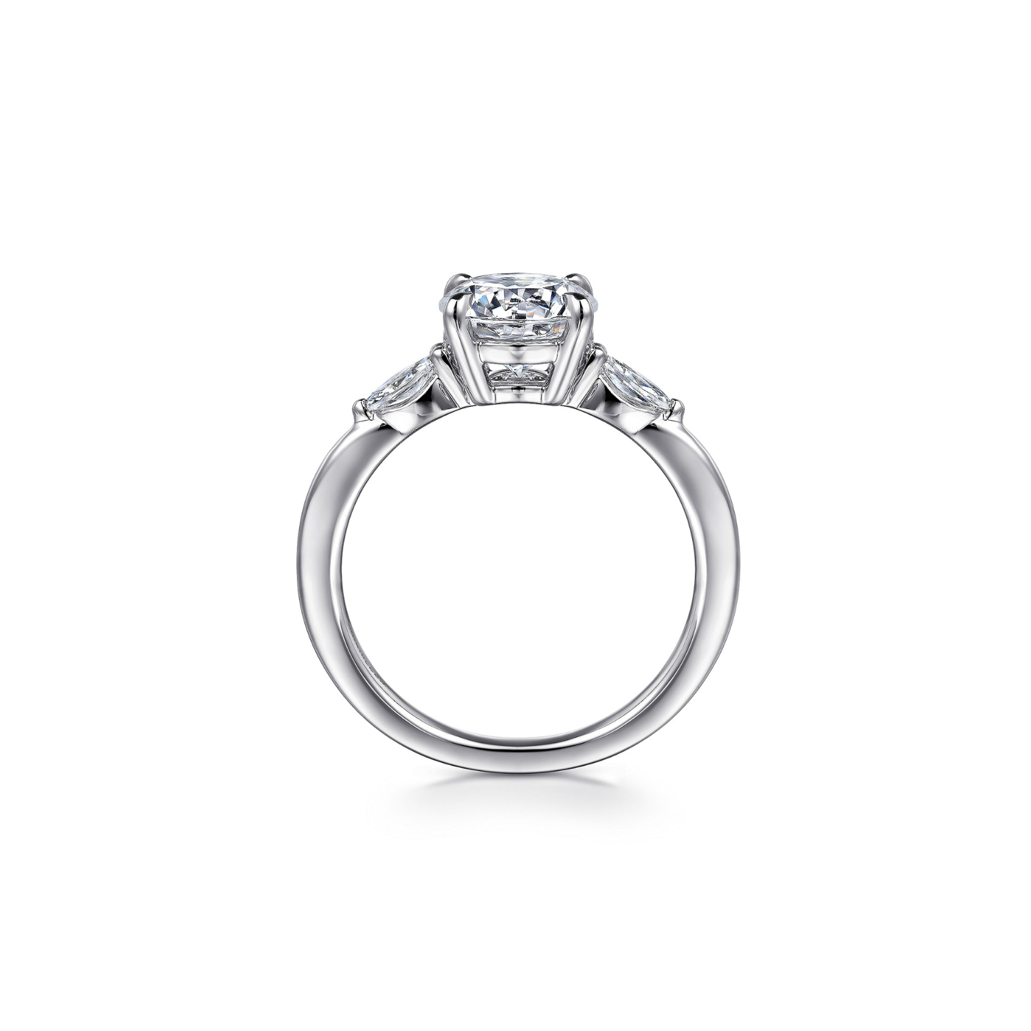 Gabriel & Co. 14K White Gold Round Three Stone Diamond Engagement Ring