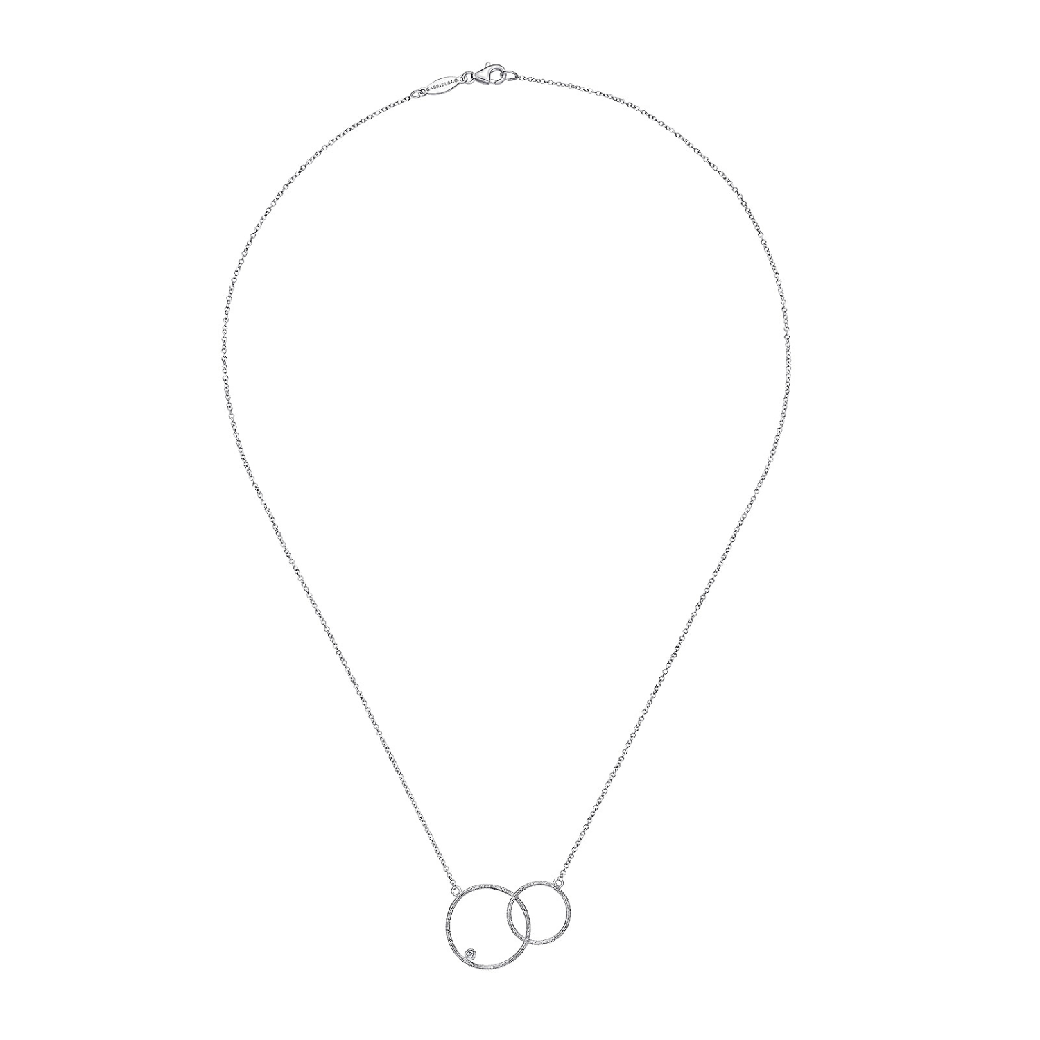 Gabriel & Co. Sterling Silver Double Circle Diamond Pendant Necklace