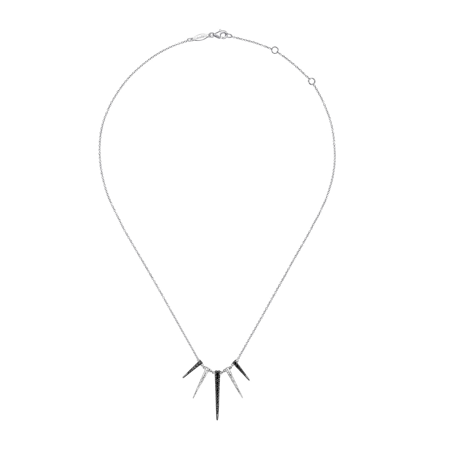 Gabriel & Co. Sterling Silver Black Spinel Multi Spike Necklace