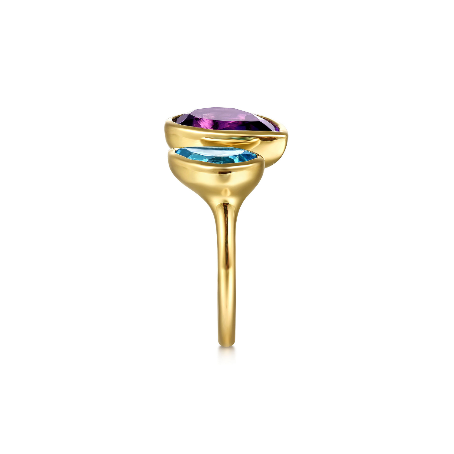 Gabriel & Co. 14K Yellow Gold Amethyst and Blue Topaz Open Ring