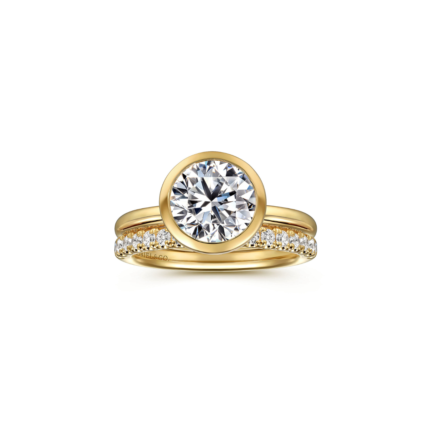 Gabriel & Co. 14K Yellow Gold Round Bezel Set Diamond Engagement Ring