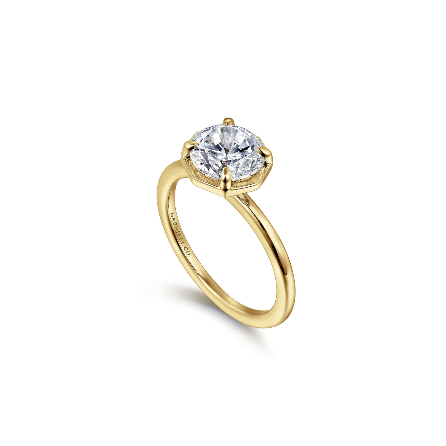 Gabriel & Co. 14K Yellow Gold Round Diamond Engagement Ring