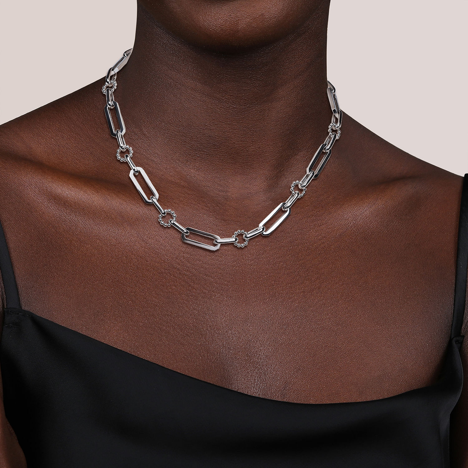 Gabriel & Co. Sterling Silver Paper Clip Chain Necklace with Bujukan Connectors