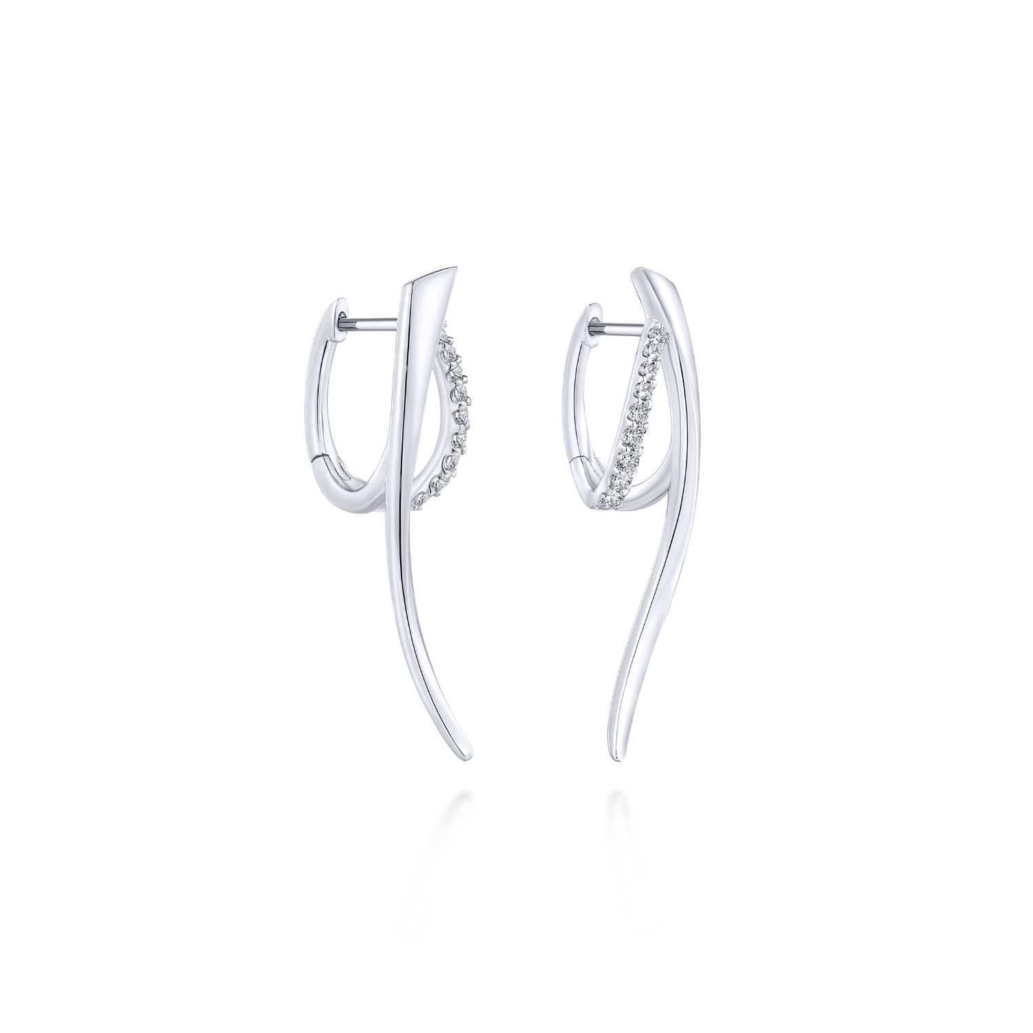 Gabriel & Co. Sterling Silver Twisted White Sapphire Huggie Earrings