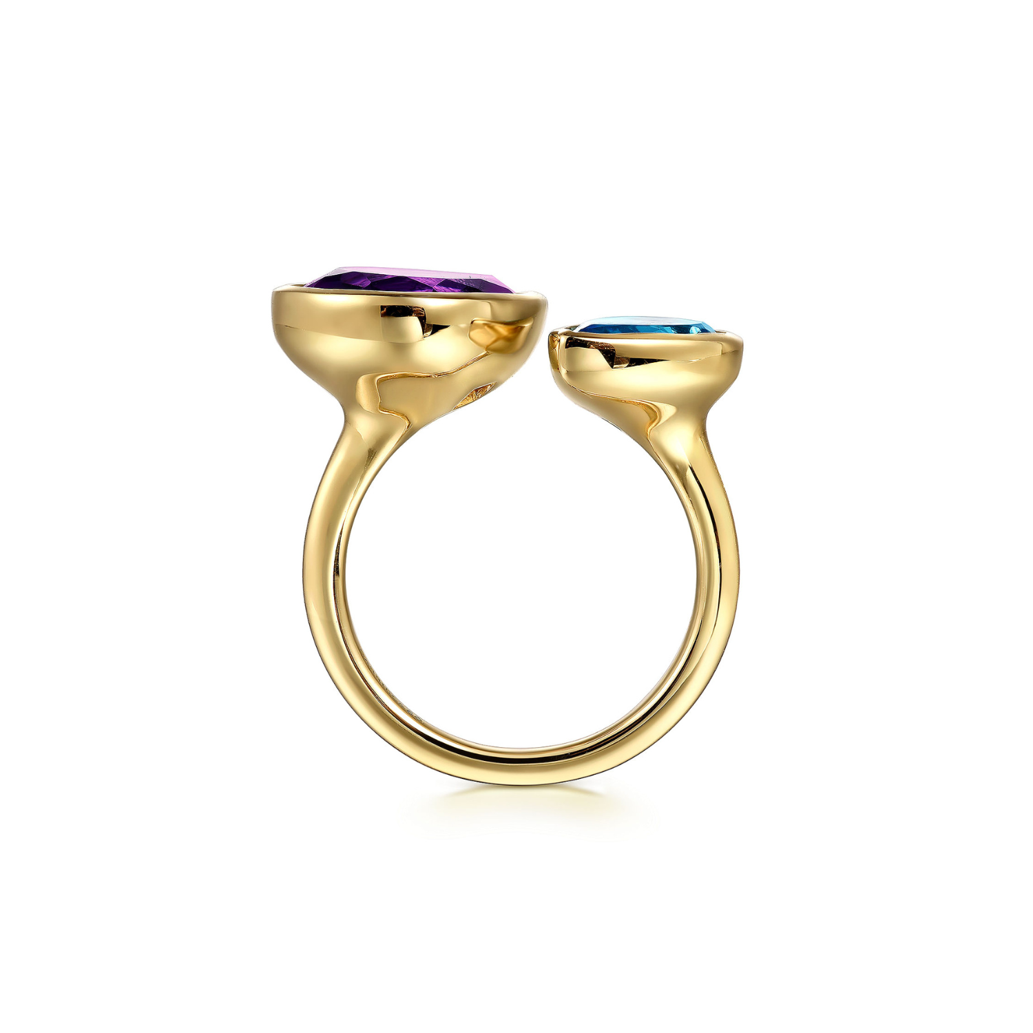 Gabriel & Co. 14K Yellow Gold Amethyst and Blue Topaz Open Ring