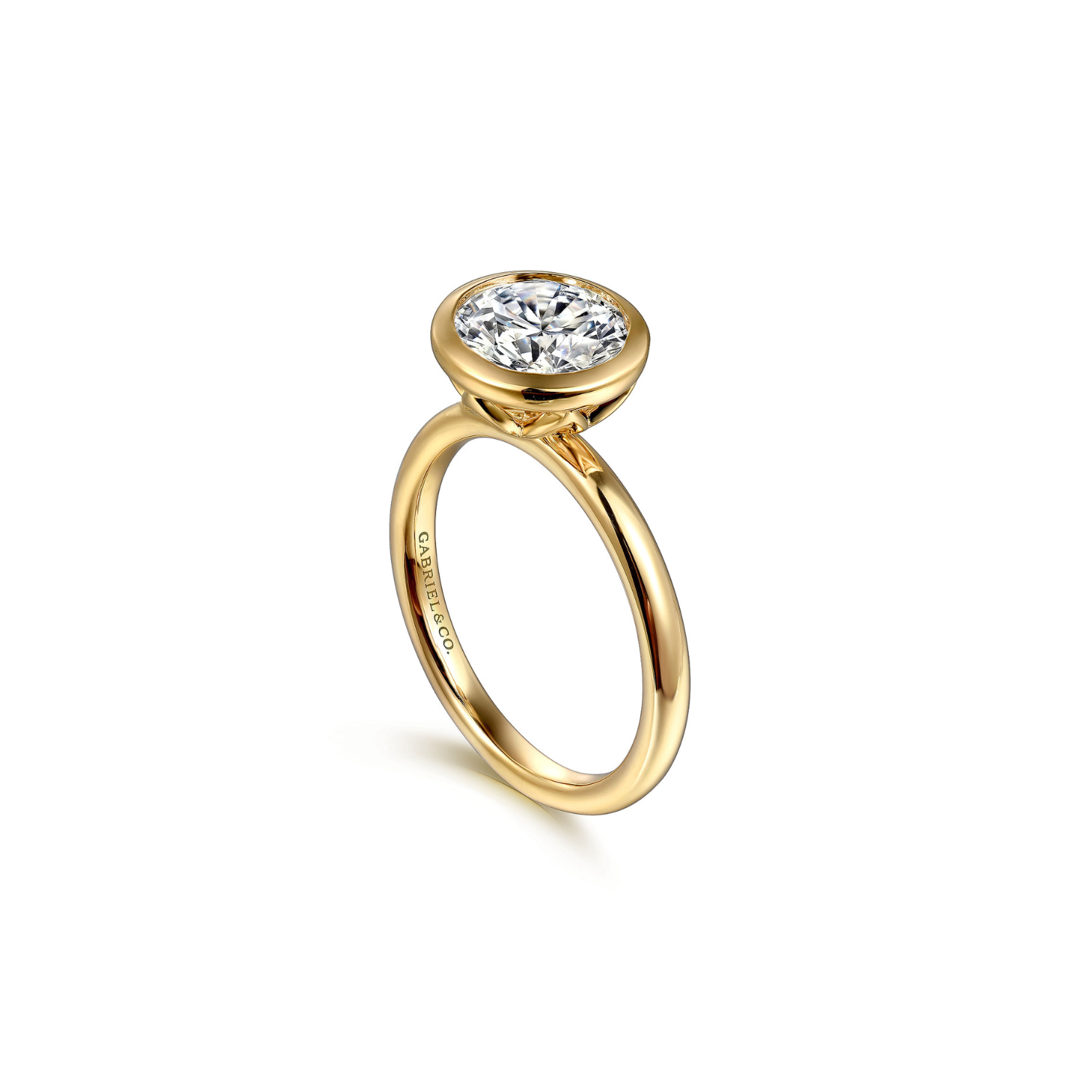 Gabriel & Co. 14K Yellow Gold Round Bezel Set Diamond Engagement Ring