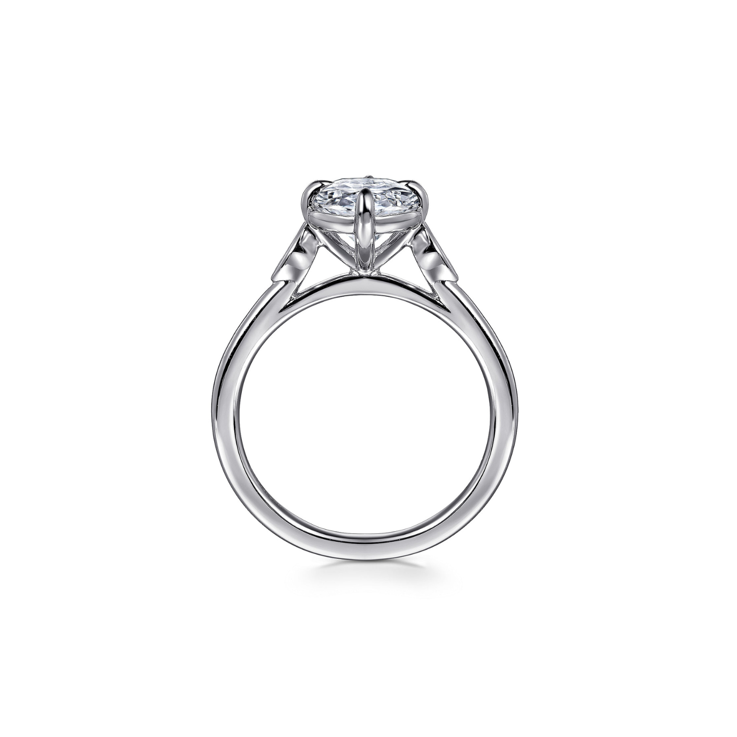 Gabriel & Co. 14K White Gold Oval Three Stone Diamond Engagement Ring