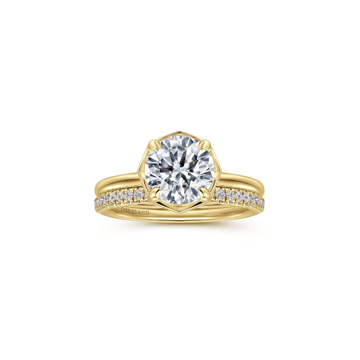 Gabriel & Co. 14K Yellow Gold Round Diamond Engagement Ring