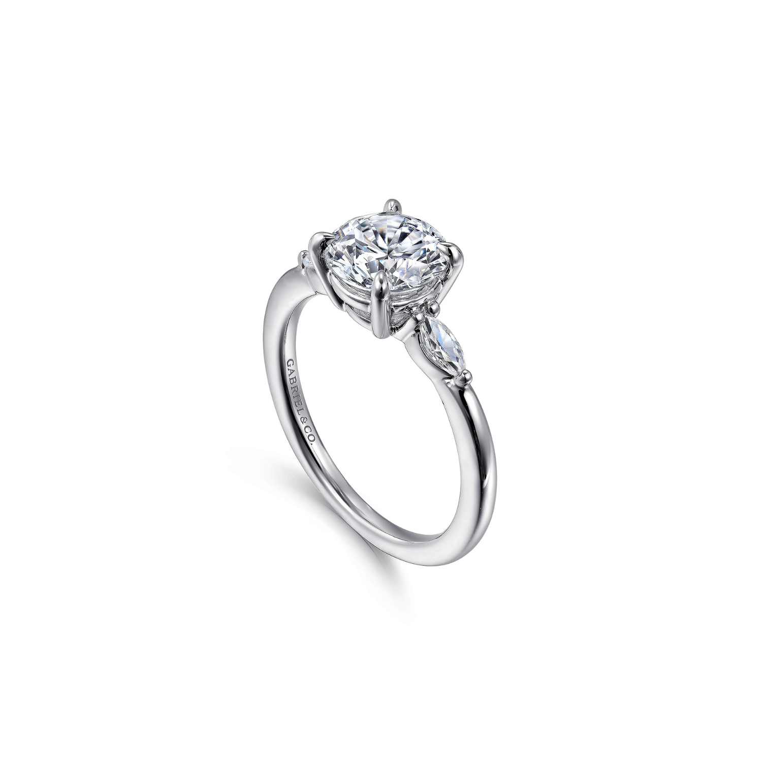 Gabriel & Co. 14K White Gold Round Three Stone Diamond Engagement Ring