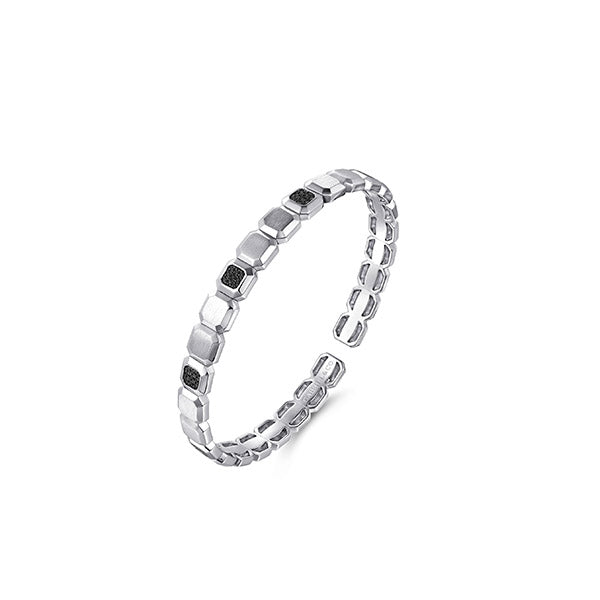 Gabriel & Co Men's Sterling Silver Open Cuff With Black Spinel