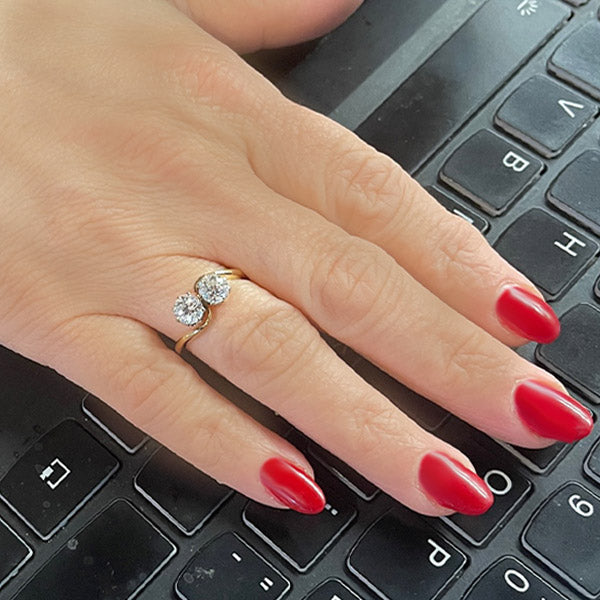 Vintage Toi et Moi Two Diamond Engagement Ring