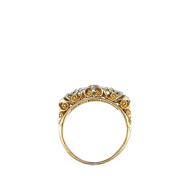 Antique 18K Gold Old European Cut Diamond Five-Stone Ring