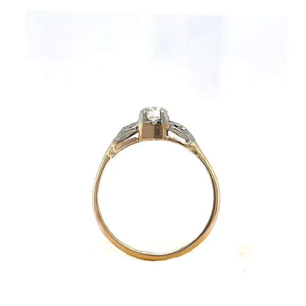 Vintage 14K Yellow Gold 0.25ct Round-Cut Diamond Accented Engagement Ring